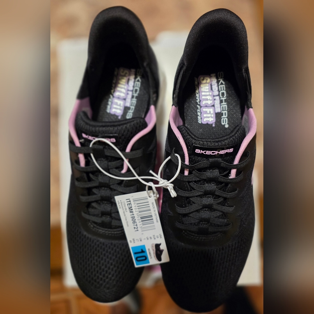 Skechers Women's Black & Pink Slip-On Athletic Sneakers - Picture 3 of 5